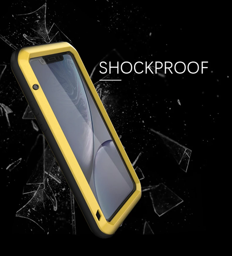 

LOVE MEI Shockproof Silicone Metal Case For iPhone 11 Pro 5.8'' Powerful IP68 Waterproof Case For iPhone 11 Pro with Glass Film