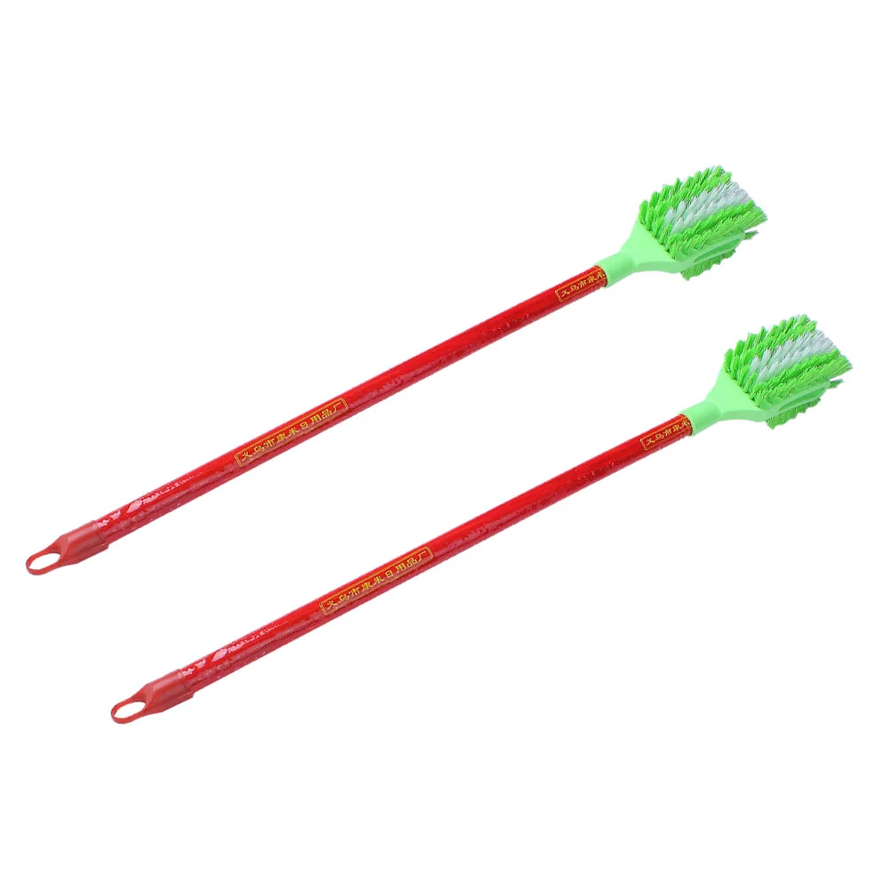 

2pcs Home Toilet Brush Wooden Long Handle Toilet Cleaner Brush for Hotel Bathroom and Household (Random Color)