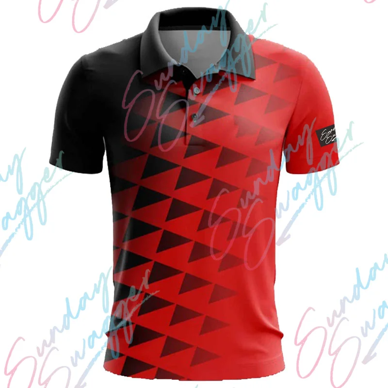 Sunday Swagger Summer Polo Wear Men's Golf Shirt Racing Short Sleeved Top Quick-Drying Breathable T-shirt Football Tennis Jersey