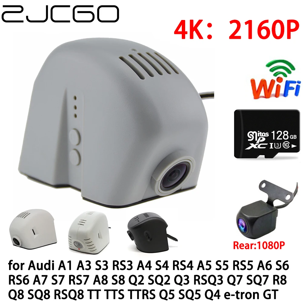ZJCGO Car DVR Dash Cam Wifi Front Rear Camera 2 Lens 2K 4K 24h Parking for Audi A1 A3 S3 RS3 A4 S4 RS4 A5 S5 RS5 A6 S6 RS6 A8 S8