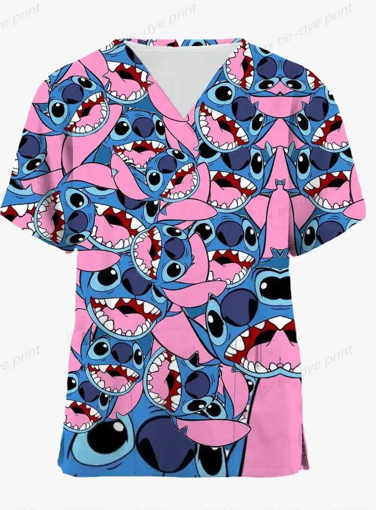 Блузка женская с коротким рукавом и принтом Дисней Стич