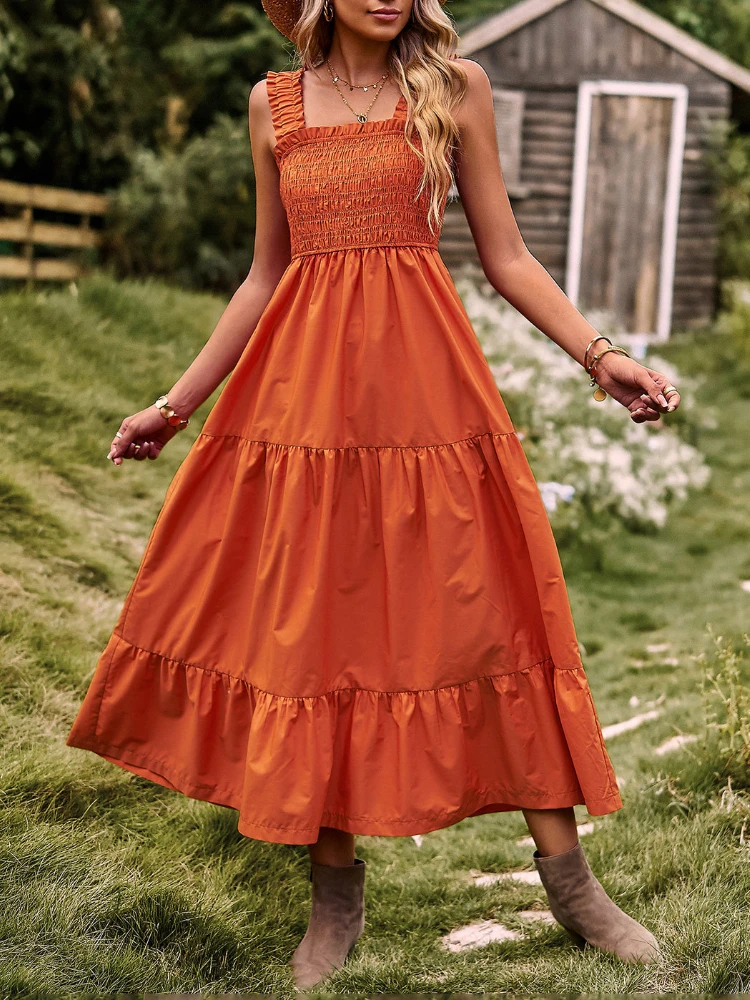 

Платье женское однотонное длинное на одно плечо, праздничный туристический сарафан, Повседневная Уличная одежда, на лето