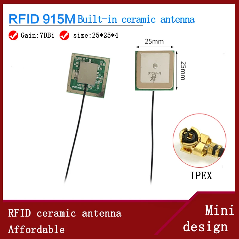 

RFID 915 МГц Встроенная керамическая антенна Gain7DBi UHF, пассивная керамическая антенна, миниатюрный дизайн, модуль считывания, встроенный кардри...