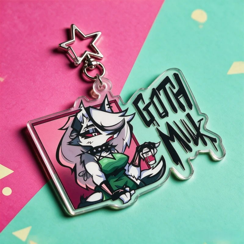Фото Брелок-подвеска Helluva Boss Loona Goth Milk Furry из акрила, двусторонний, прозрачный, в форме звезды, для сумок, аниме-подарок для фанатов Hazbin Hotel №5