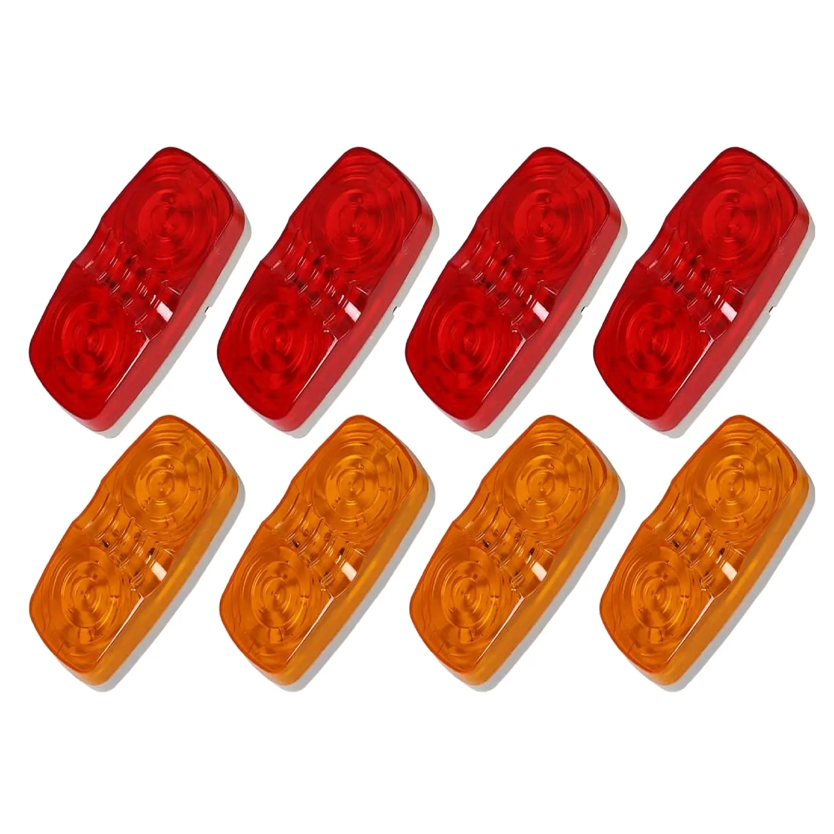 

LED Trailer Marker Bullseye Light Diodes Light Indicator Double Bubble Surface Mount Camper (4 Red + 4 Yellow)