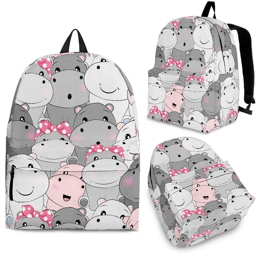 

YIKELUO Cute Cartoon Rhino 3D Backpack Gray Comfortable Adjustable Shoulder Straps Animal Student Textbook Bag Causal Bag
