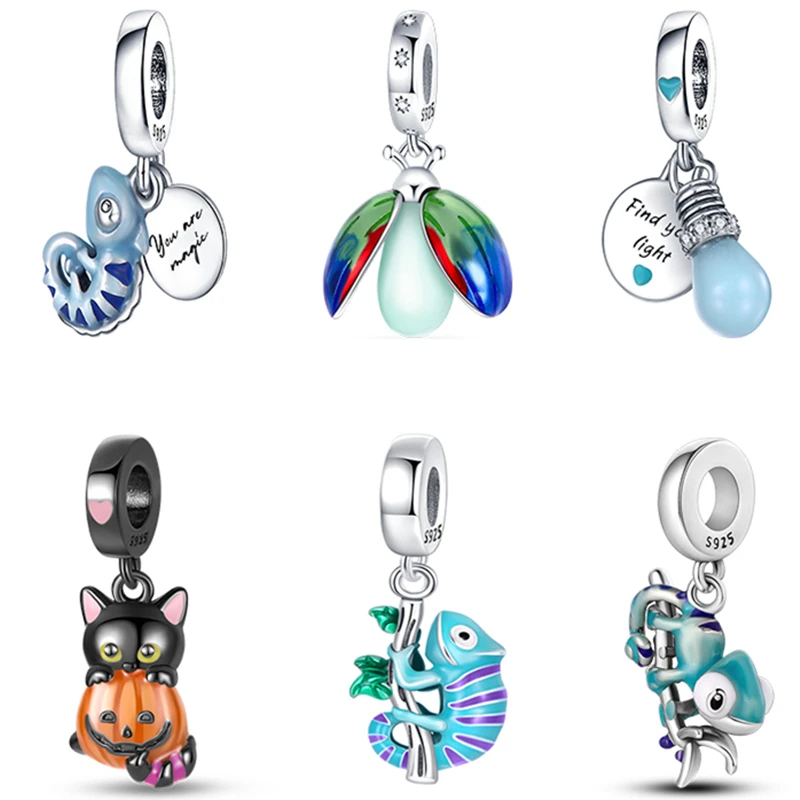 

Fit Pandora Color-changing Chameleon Luminous Dangle Charm Bracelets Necklace S925 DIY Jewelry Making for Women Girls&Friend