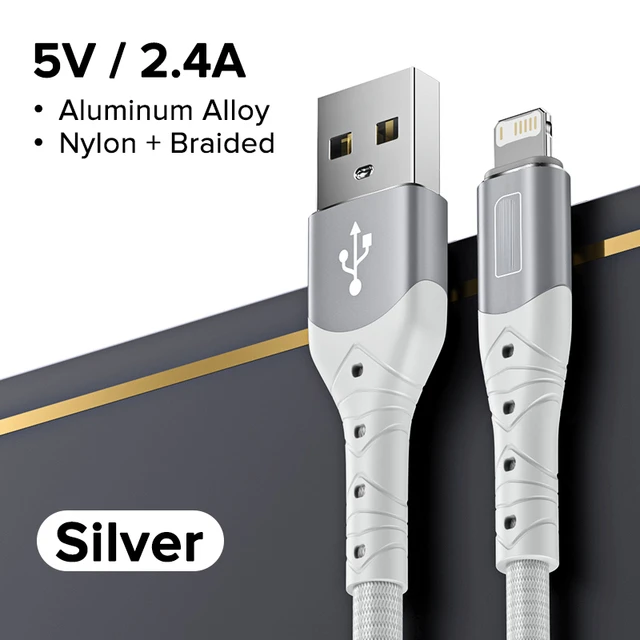 

Free Shipping For iPhone 13 12 Pro Max Xs Xr X 8 SE 7 6 6s iPad Air Mini Data Cord 2m USB Cable 2.4A Fast Charging Mobile Phone