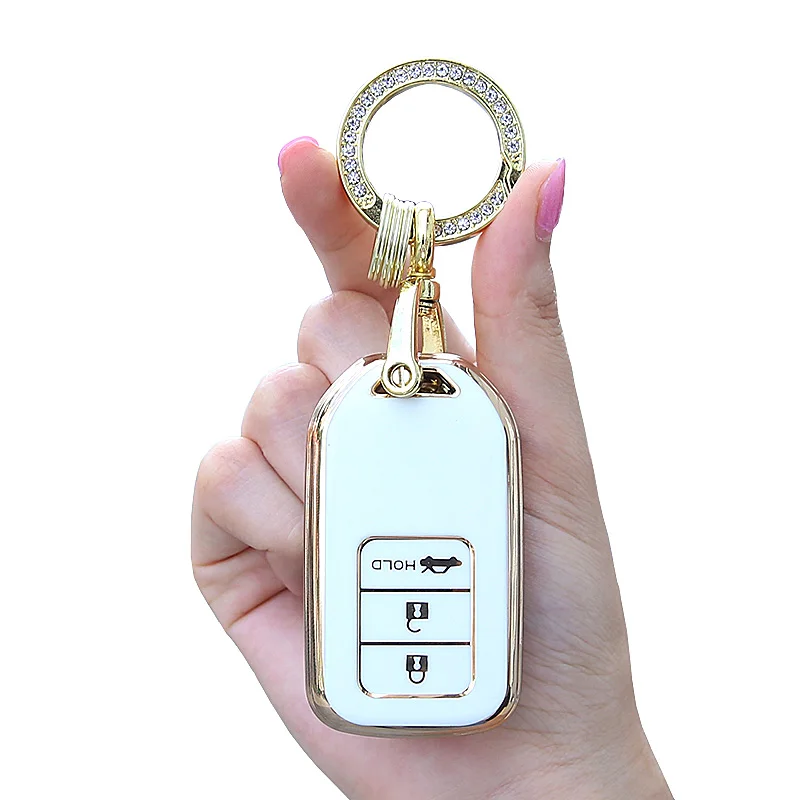 

Exquisite TPU Car Key Case Cover For Honda Civic City Accord CRV CR-V XR-V Odyssey Vezel Jade Crider Fit 2/3/4 Button Smart Key