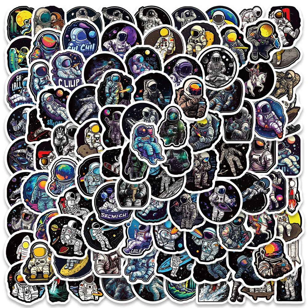 

10/100pcs Cool Cartoon Astronaut Stickers Vinyl Laptop Phone Decals Luggage Skateboard Guitar Bicycle Car Waterproof Graffiti