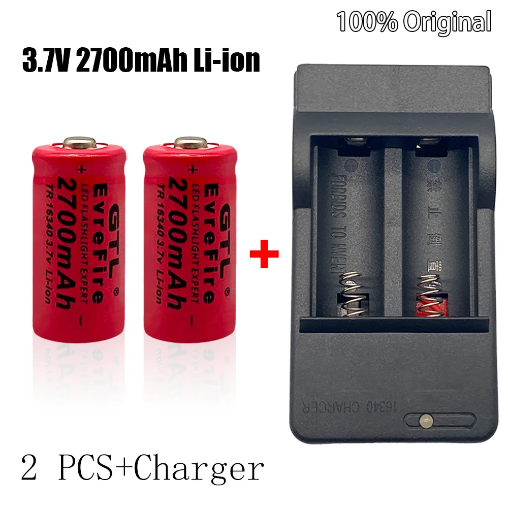 

2700mAh rechargeable Li ion battery 3.7V 16340 CR123A for mobile wall charger 16340 CR123A battery