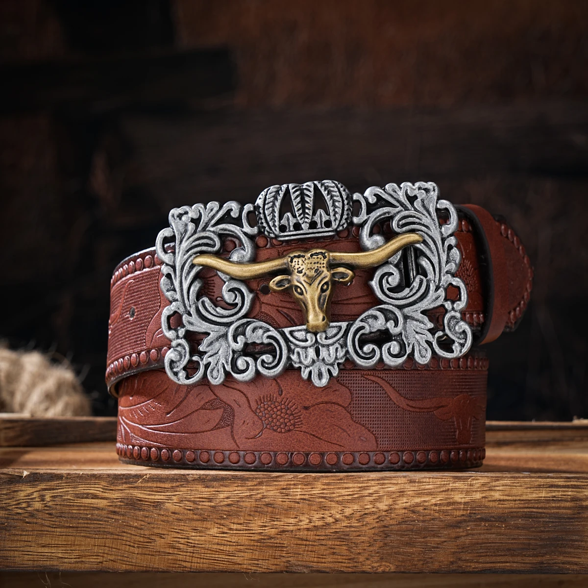 Ремни Унисекс В Западном Ковбойском Стиле Винтажный Ремень Из Искусственной