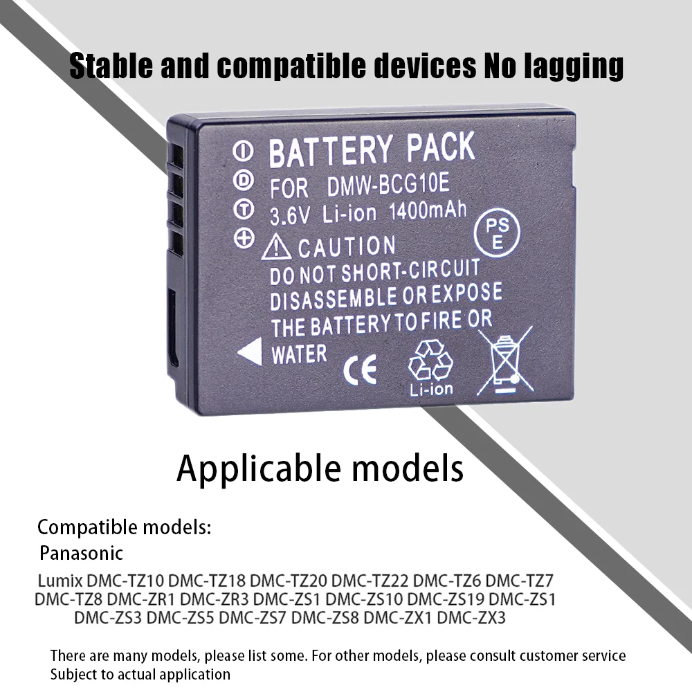 Аккумулятор DMW-BCG10 3.7V 1400mAh Li-ion BCG10 BCG10E для Panasonic Lumix DMC-3D1 TZ7 TZ8 TZ10 TZ18 (art.: 3920daeb57d8d) - 3920daeb57d8d