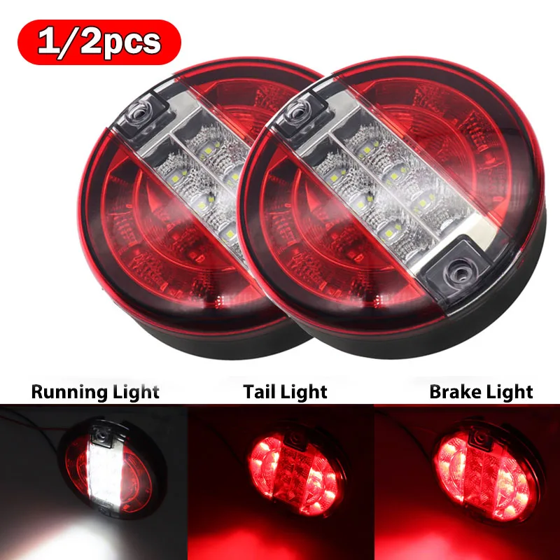 

Universal 12V 24V 20-LED Tail Light Rear Brake Light Turn Signal Lamp Round Hamburger Lamps For Car Lorry Truck Van Trailer