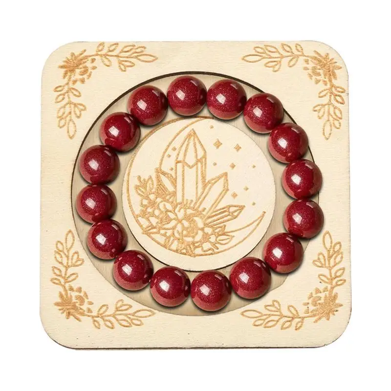 

Wood Bracelet Display Stand Wooden Bangle Plate Tray Square Reusable Wood Bead Pendant Showcase For Shop Brooch Countertop