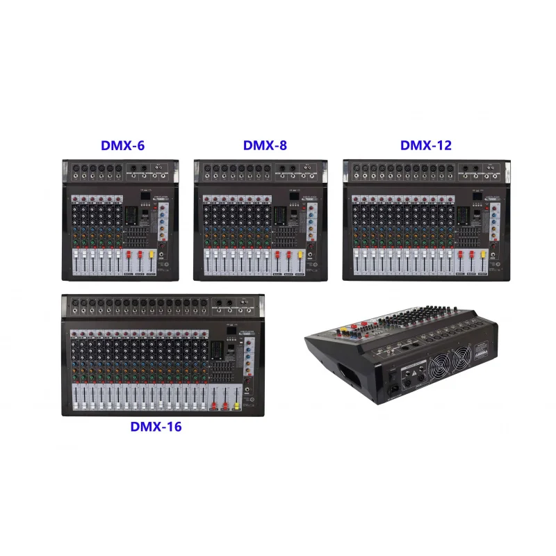 DMX-6 6-канальный USB-микшер с 16 DSP-эффектами, 350 Вт, мощный микшерный пульт, металлический корпус, для живого звука, новинка (art.: 3920db57627ff) - 3920db57627ff