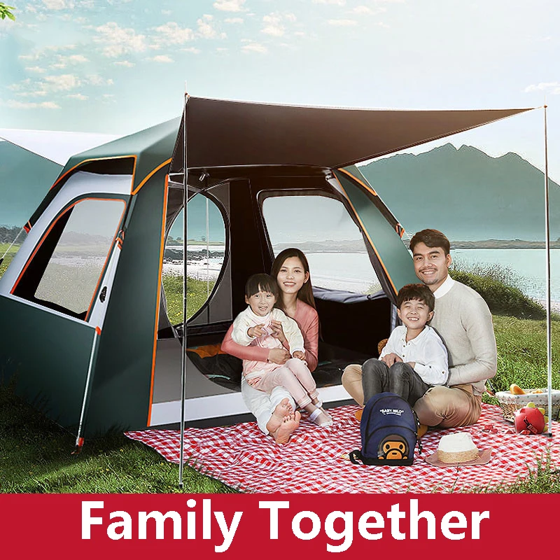 

2.4*2.4M 5-8 Persons Light Portable Automatic Pop Up UV Proof Camping Tent Travel Outdoor Beach Family Tent Fish with Bag