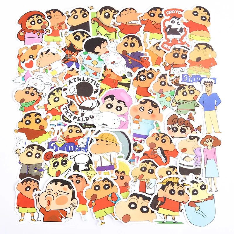 

50Pcs Kawaii Crayon Shin-Chan Anime Stickers Aesthetic Decals Cute Waterproof Graffiti Snowboard Laptop Car Stickers Kids Toys