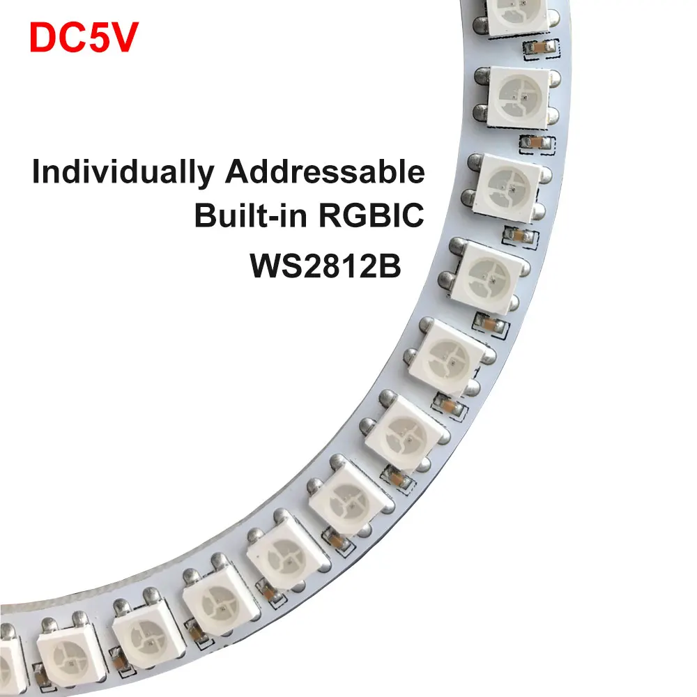Фото DC5V 12V WS2812B SK6812 Luces Led Ring Smart 5050 RGB BuiIt-in IC 3-контактный индивидуально адресуемый пиксельный круглый модуль света №4