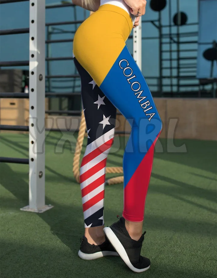 Colombia/Austalia/Canada Leggings 3D All Over Printed Leggings Sexy Elastic Female Skinny Leggings Gothic Yoga Leggings