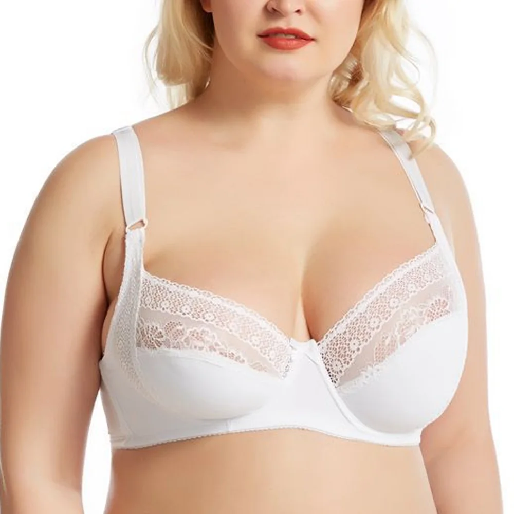 

Women's Bra Plus Size Bras For Women Underwear Unlined Lace Lingerie Full Cup Brassieres for Ladies Large Cup B C D DD E