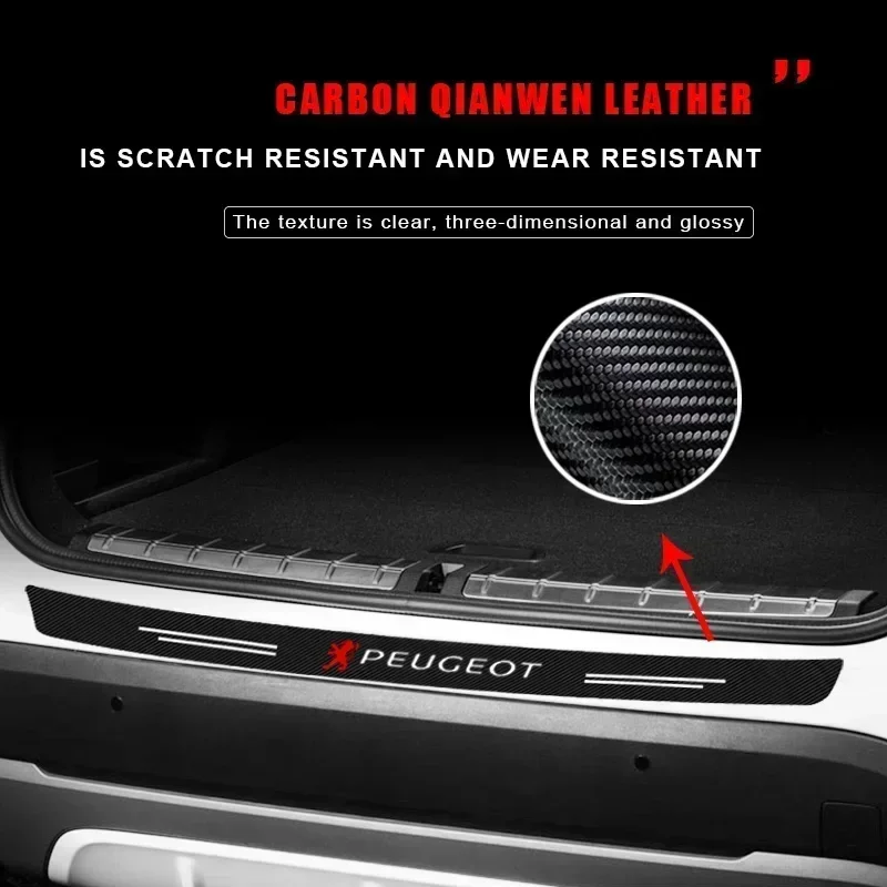 Защитная наклейка на задний бампер автомобиля из углеродного волокна для Peugeot 107