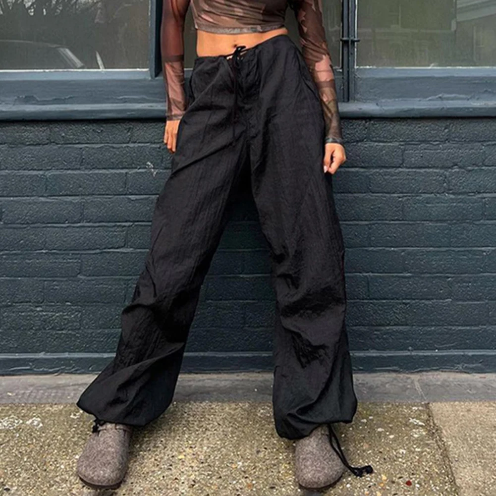 

Kordelzug Low Taille Baggy Jogginghose Casual Lose Hippie Koreanische Hosen Frauen Vintage 90s Streetwear Jogger Hosen