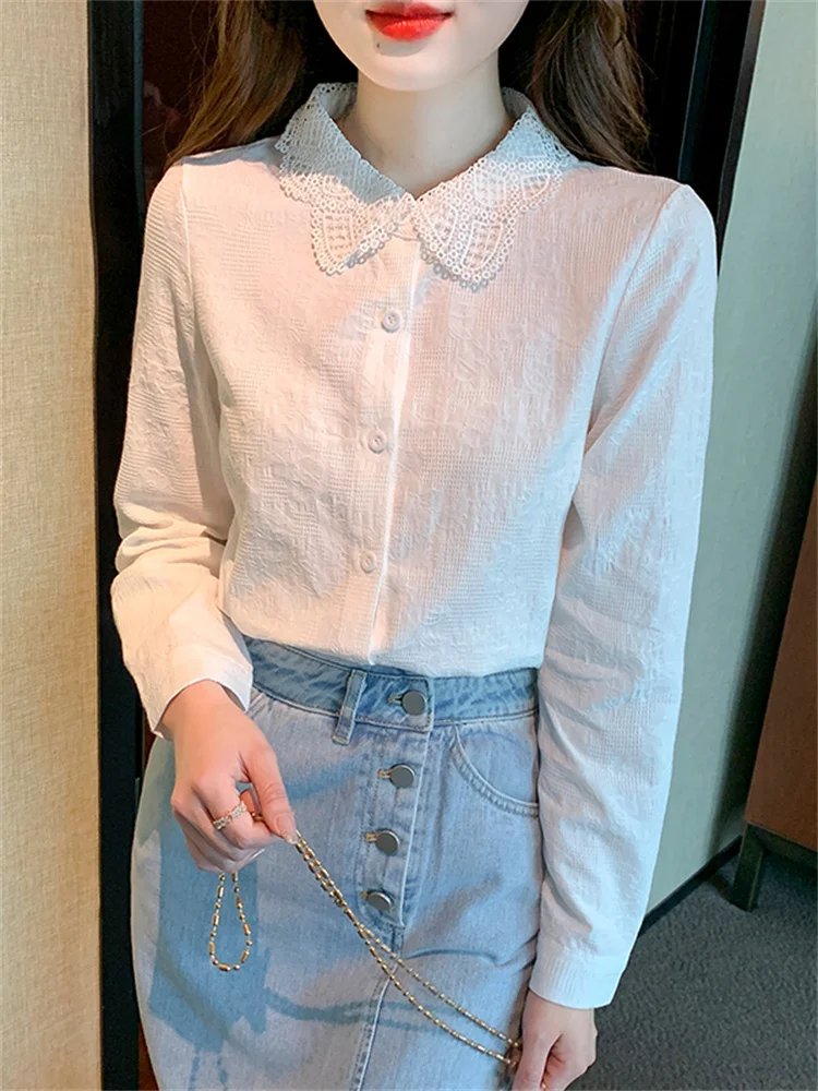 Весна и осень 2024 новые рубашки из чистого хлопка женские универсальные