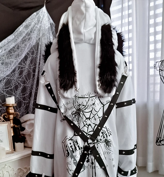 Куртка на молнии с капюшоном и кроличьими ушками дизайнерское пальто со съемным