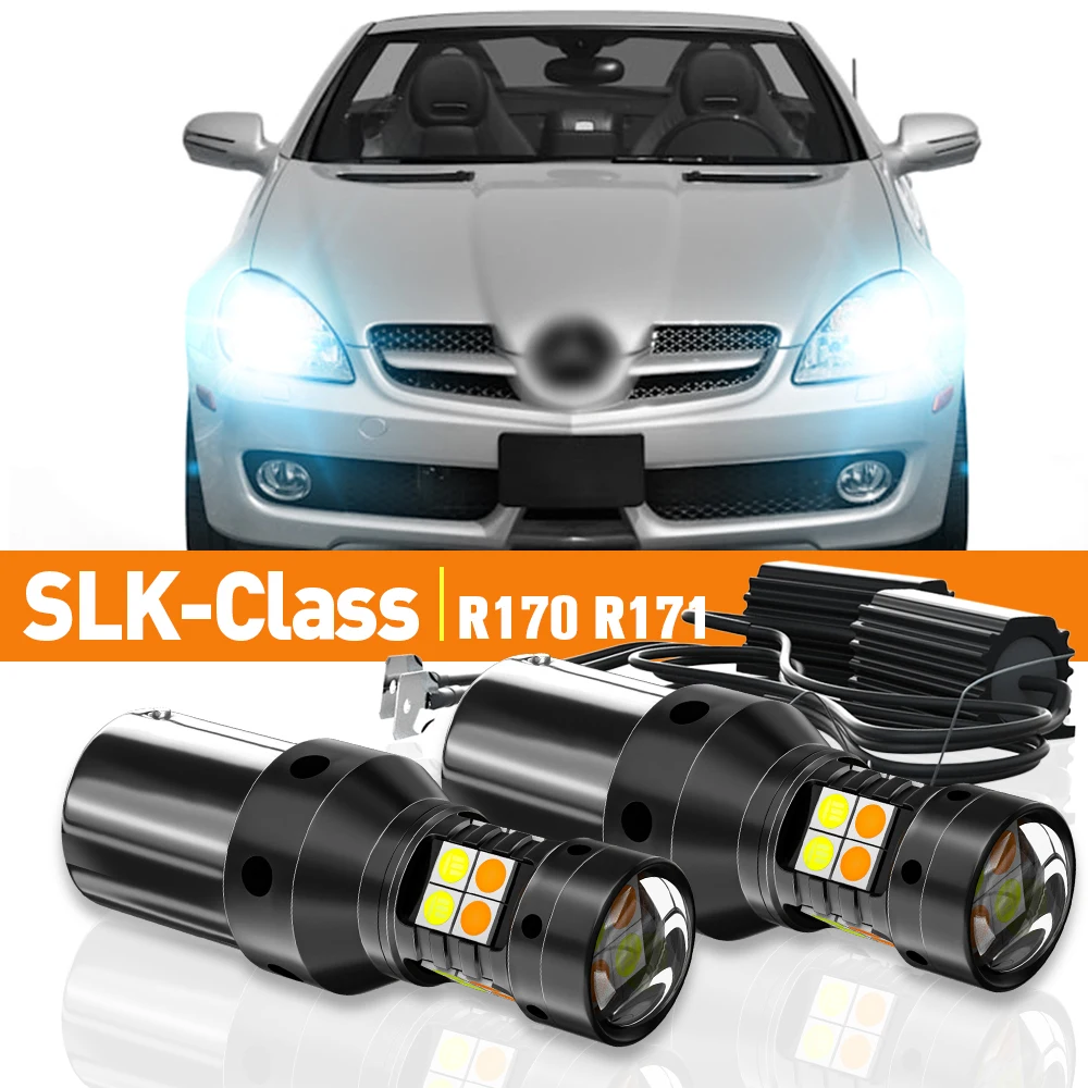 

2x LED Dual Mode Turn Signal+Daytime Running Light DRL For Mercedes SLK-Class R170 R171 1996-2011 2003 2004 Accessories Canbus