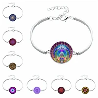 fashion bohemian mandala pattern 20mm glass cabochon bracelet kaleidoscope series bracelet women gift jewelry