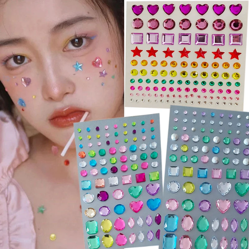 

Украшения для лица 3D Стразы Украшения для лица брови ногти наклейки смешанной формы бумага Скрапбукинг Ремесло тело татуировки украшения