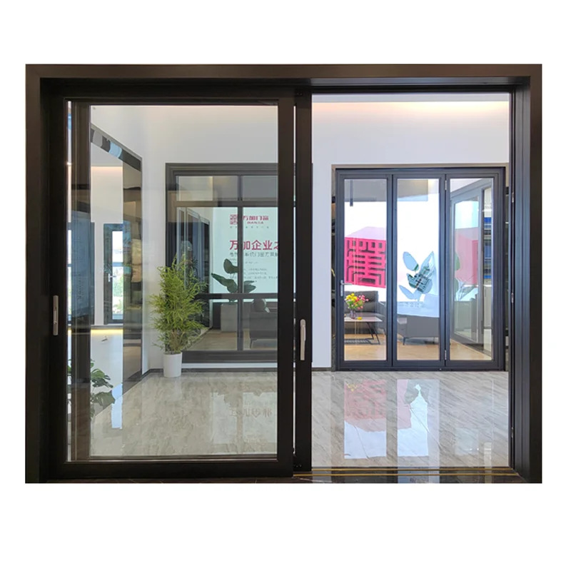 Алюминиевые Двойные закаленные стеклянные раздвижные двери Wanjia |