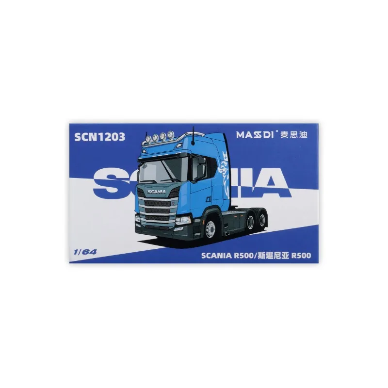 Фото MASDI 1:64 Модель грузовика Scania R500 с прицепом, литая под давлением, из сплава, статическая модель, коллекционная, малая масштабная модель, подарок для мальчиков. №5