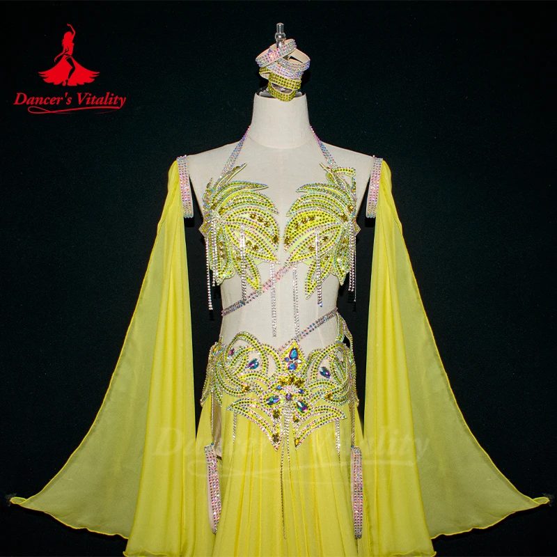 Женский костюм для танца живота шифоновый бюстгальтер + рукава длинная юбка