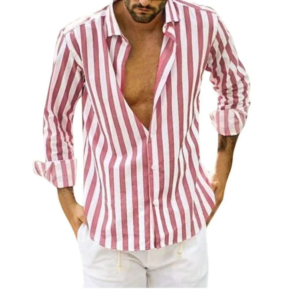 Men's Long Sleeve Striped Shirts Casual Trendy Men's Shirts for Men