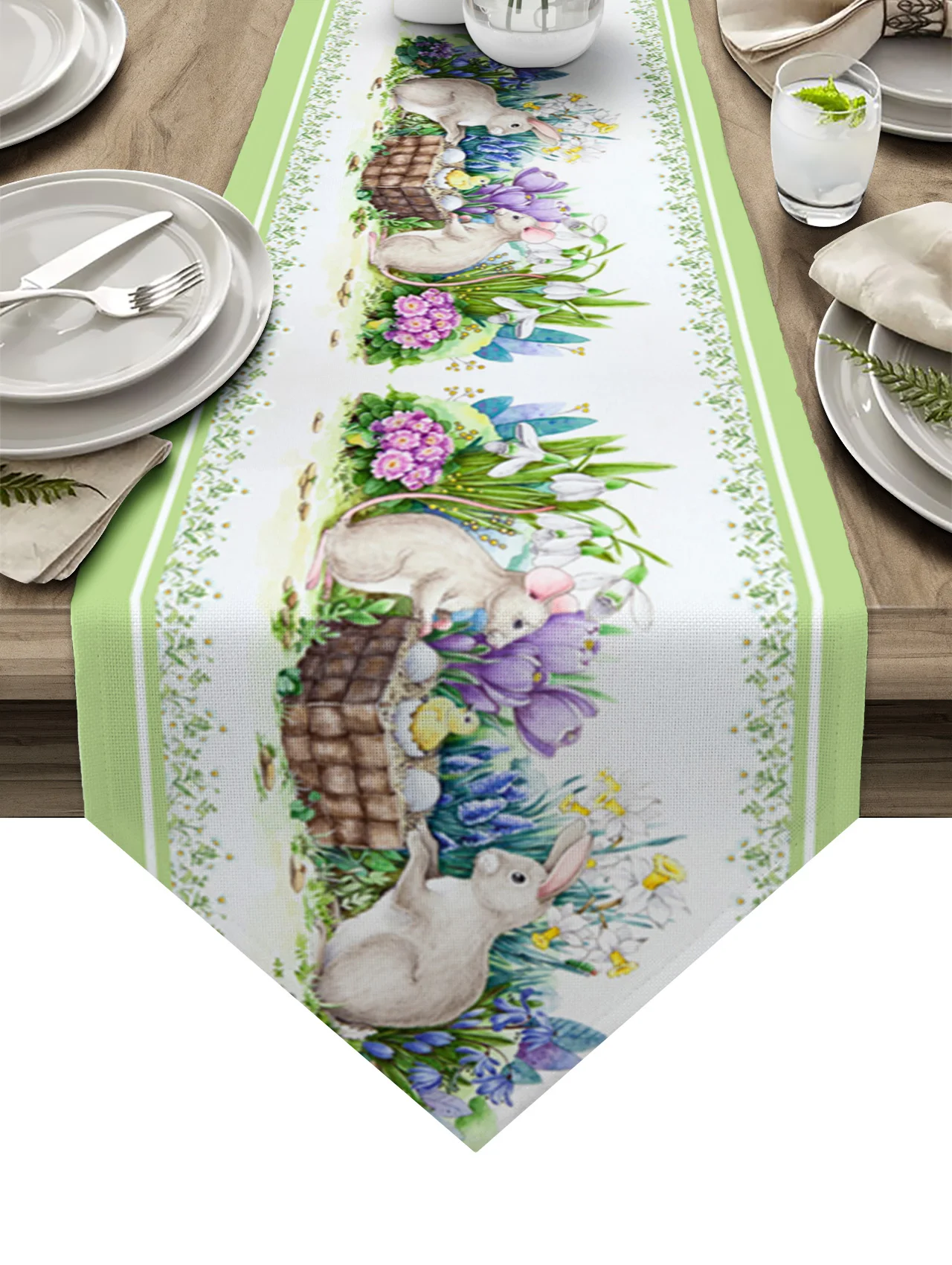 

Easter Dinning Table Decor Easter Bunny Mouse Daisy Flower Table Runner Wedding Party Tablecloth Holiday Decor Table Cover