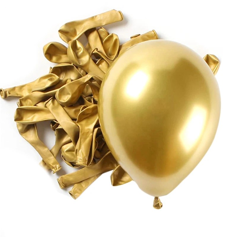 

100Pcs Gold Metallic Chrome Latex Balloons, 5Inch Round Helium Balloons For Wedding Graduation Anniversary Baby Shower