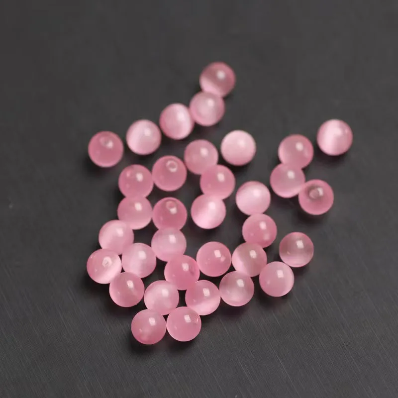 

10pcs Natural Stone Pink Orange Blue Cats Eye Half Drilled Beads Round 6/8mm Jewelry Findings For Making DIY Pendant Earrings