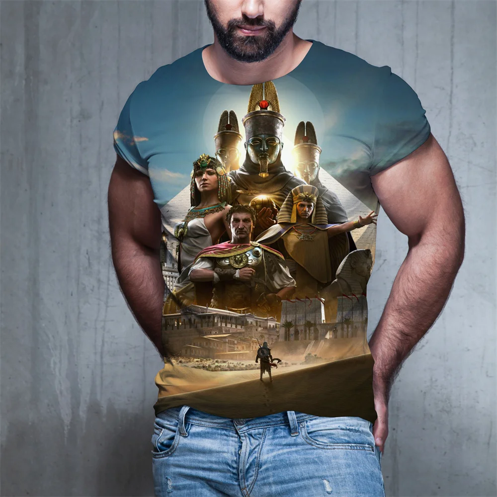 

Футболка с 3D-принтом Assassins Creed Valhalla, летняя модная повседневная футболка Assassins Creed, уличная одежда с коротким рукавом