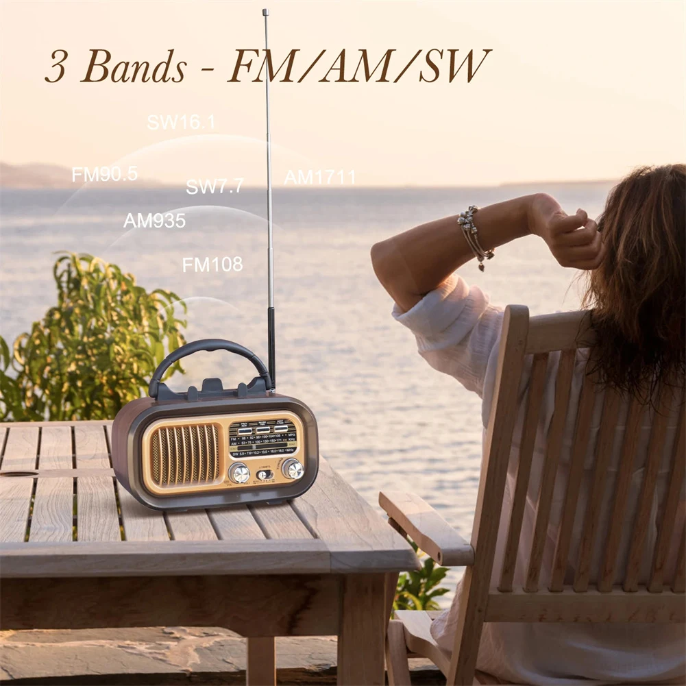 RX-628BTS AM FM Портативный радиоприемник с USB-кабелем/солнечные панели перезаряжаемый
