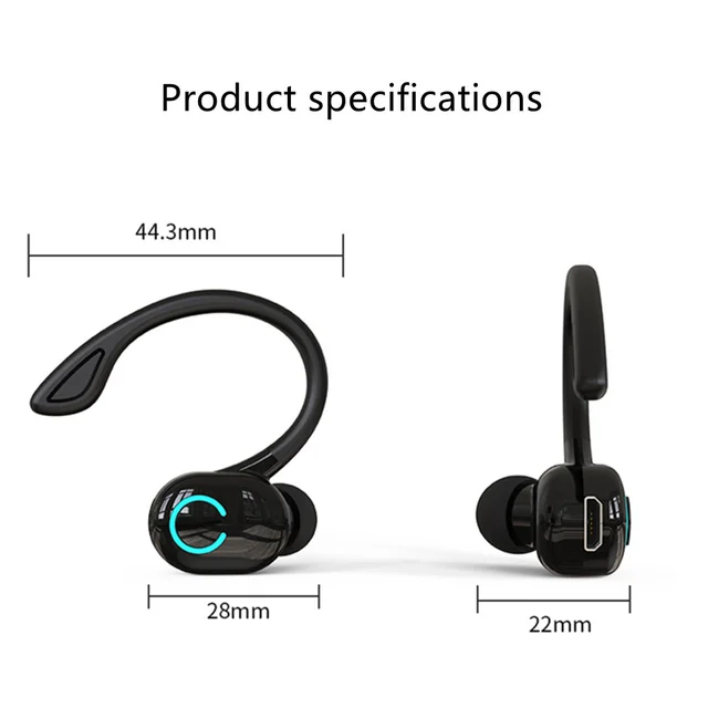 Wireless Earphones Bluetooth headset Mini ear hook sports anti loss music call hidden earplugs With Mic for Smart Phone 5