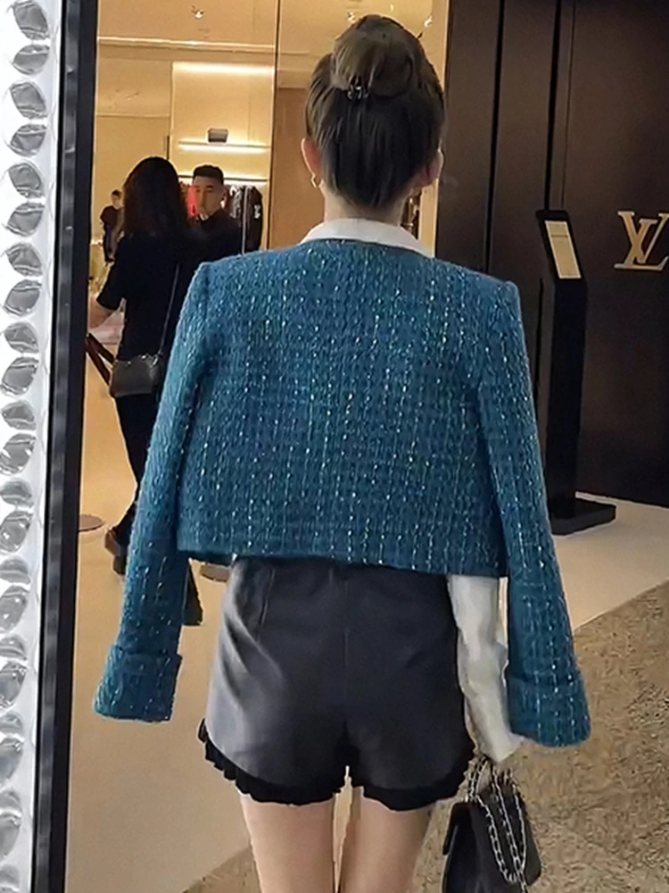 Женская твидовая куртка роскошная маленькая на осень и зиму короткое пальто для