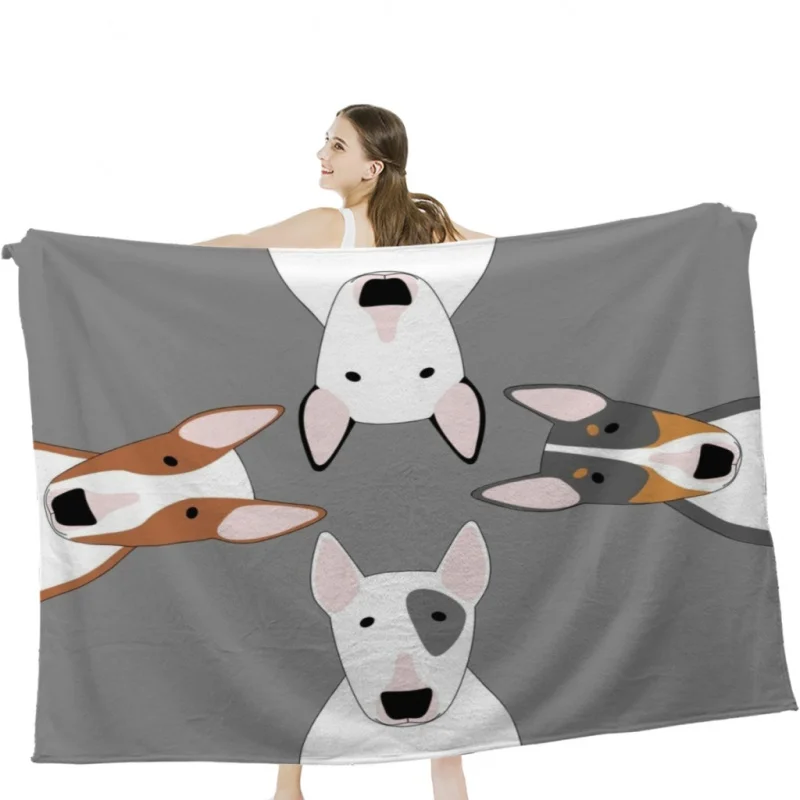 

Bull Terrier Squad Throw Blankets Soft Velvet Blanket Camping Bedding Blanket Cold Cinema or Travel