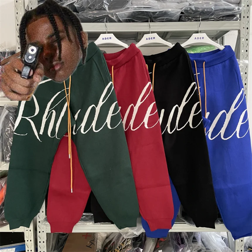 

Спортивные брюки для мужчин и женщин, вязаные винтажные большие жаккардовые брюки ревеня с Кулиской