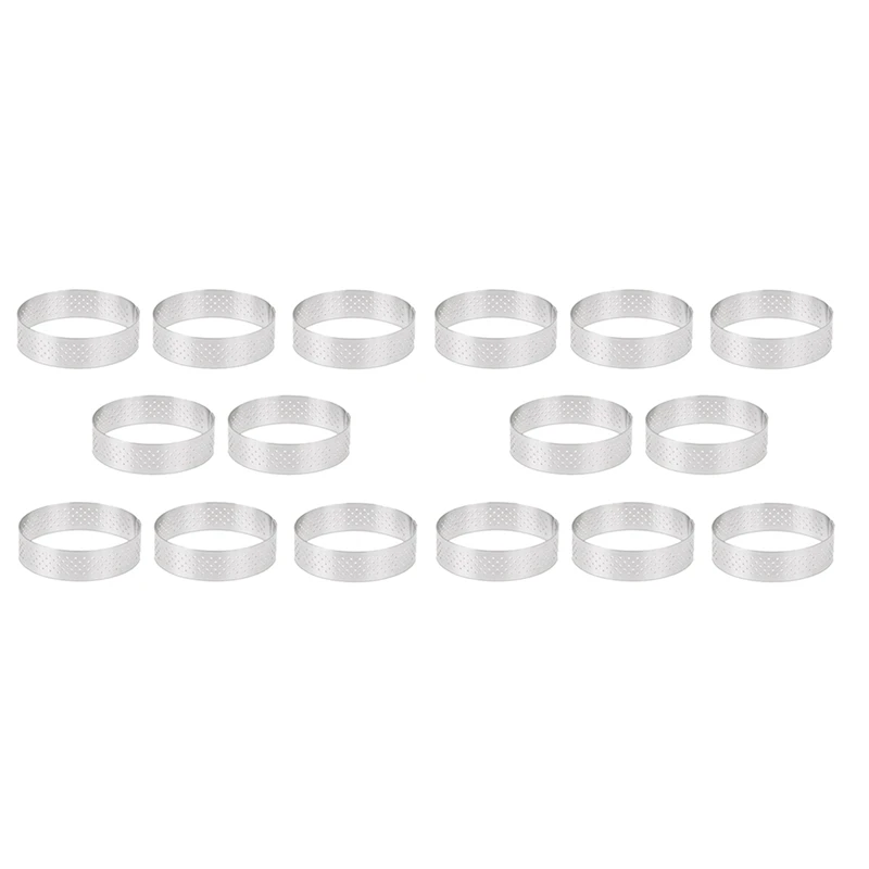 

16Pcs 8Cm Stainless Steel Tartlet Molds French Dessert Mousse Fruit Pie Tart Ring Quiche Cake Mold