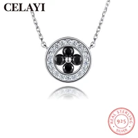celayi 925 sterling silver necklace for women new round four leaf clover clavicle chain simple personality design fading jewelry