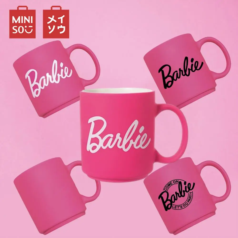 

Hot Barbie Series Pink 390Ml Ceramic Water Cup Office Dormitory with Handle Creative Tea Coffee Kawaii Milk Mug Christmas Gifts