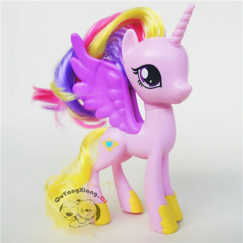 

P11-005 Action Figures 10-13cm Little Cute Horse Model Doll Gold powder Princess Color hair Cadance Toys for Children
