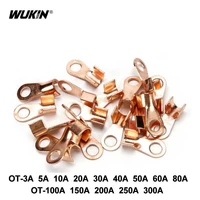 ot type copper terminal 3a 5a 10a 20a 30a 40a 60a 300a splice wire copper cable connector open lug cable end connector splice
